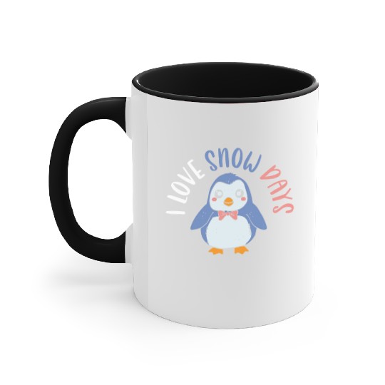I Love Snow Days Ice Cold Snowy Winter Penguin Accent Mugs