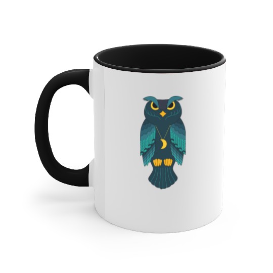 blue owl wild bird Accent Mugs