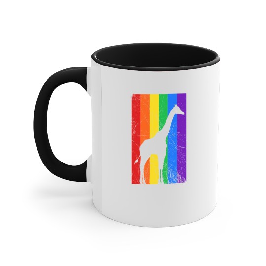 LGBT Giraffe Rainbow Flag Accent Mugs