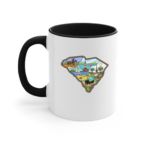 Vintage Charleston Columbia South Carolina Map Accent Mugs