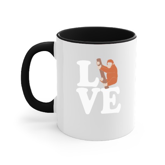 I Love Monkey Ape Orangutan Accent Mugs