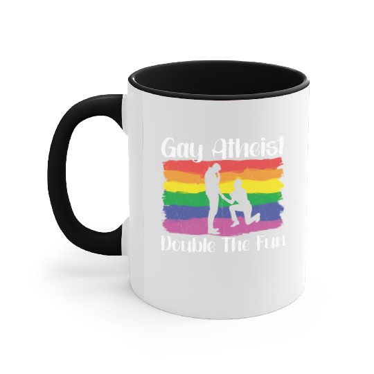 Gay LGBTQ Atheist Atheism Anti Religion Securalism Accent Mugs