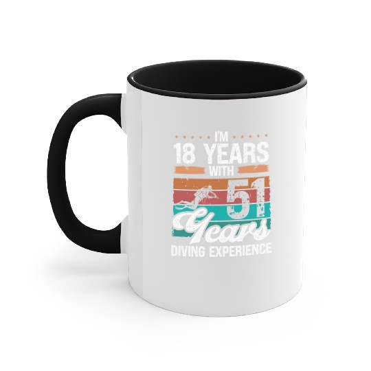69 Birthday Idea Scuba Diving 69 Year Old Diver Accent Mugs