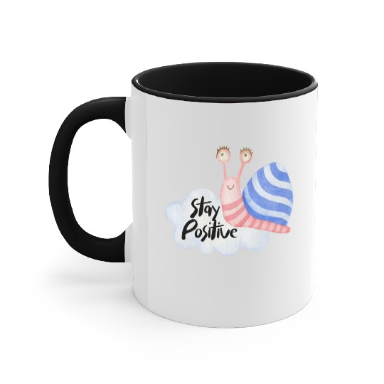 Stay Positive - Colorful Snail Accent Mugs