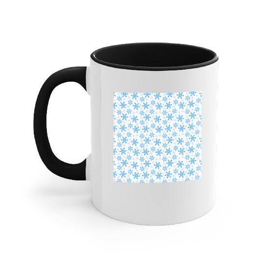 Modern Snowflakes Pattern White Blue Accent Mugs