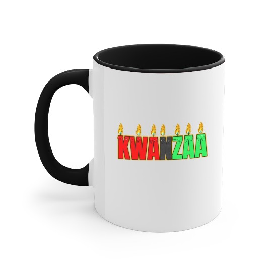 Afro American Candle Kinara Kwanzaa Accent Mugs