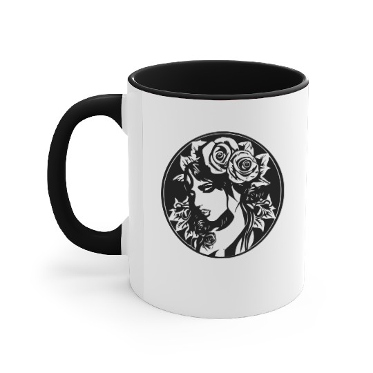 woman floral pattern Accent Mugs