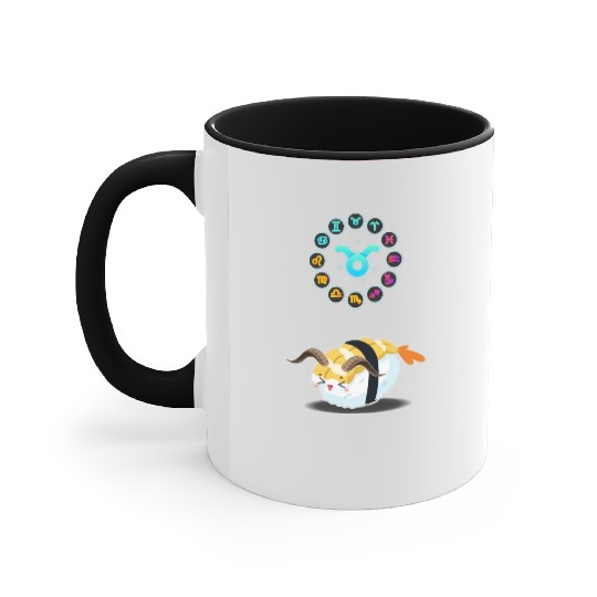 Japanese Sushi Funny Taurus Zodiac Sushi Lover Pun Accent Mugs