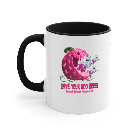 Breast Cancer Awareness Boos Pumpkin Save Your Boo Accent Mugs