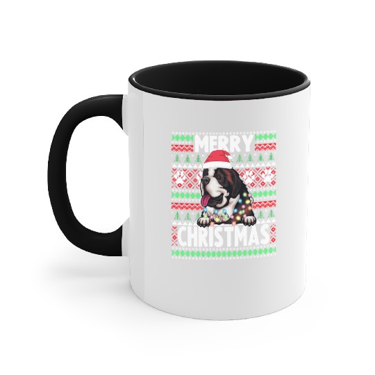 Saint Bernard Christmas Lights Dog Lovers Xmas Paj Accent Mugs