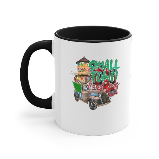 Country Farmer Life Small Town Christmas Red Accent Mugs