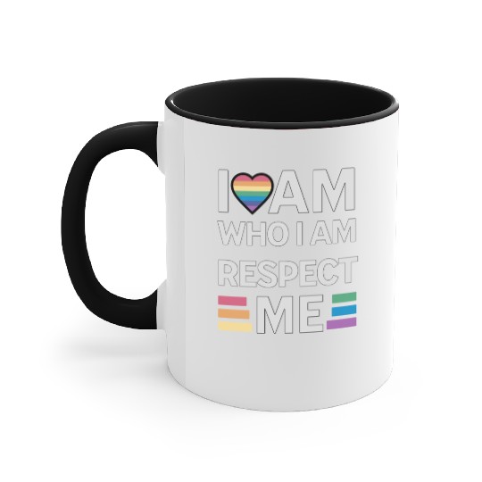i am who i am respect me rainbow unisex Accent Mugs