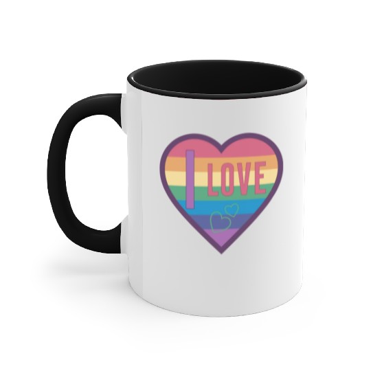 colorful heart rainbow unisex love for everyone Accent Mugs