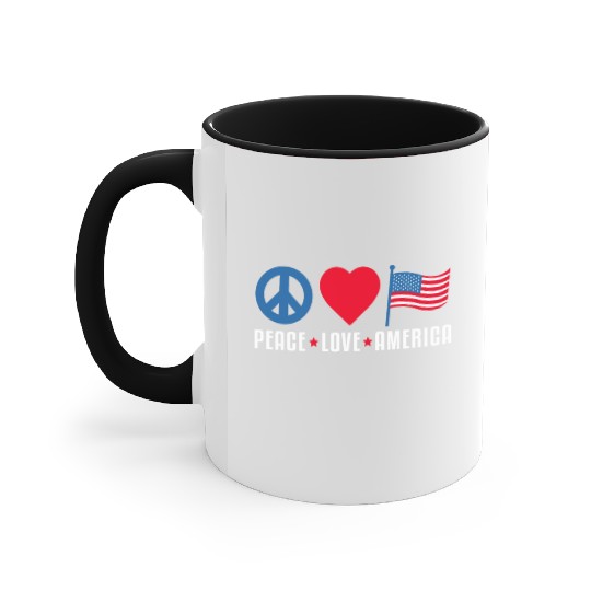 Peace Love America US Flag Independence Accent Mugs