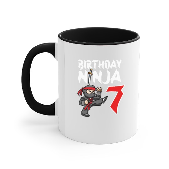 Birthday Party 7 Years Old Japanese Ninja Birthday Accent Mugs