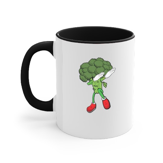 Cute Funny Dancing Broccoli Veggie Lover Accent Mugs