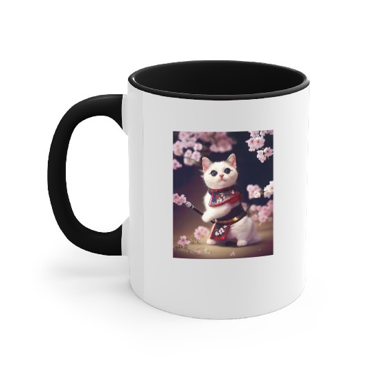 Samurai Cat Accent Mugs