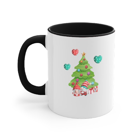 christmas is love, gnomes, christmas tree, love Accent Mugs