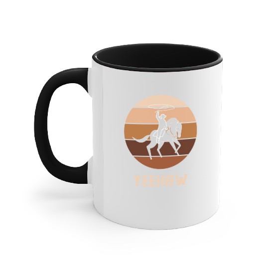 Yeehaw Cowboy Western Desert Cowgirl Horseback Accent Mugs