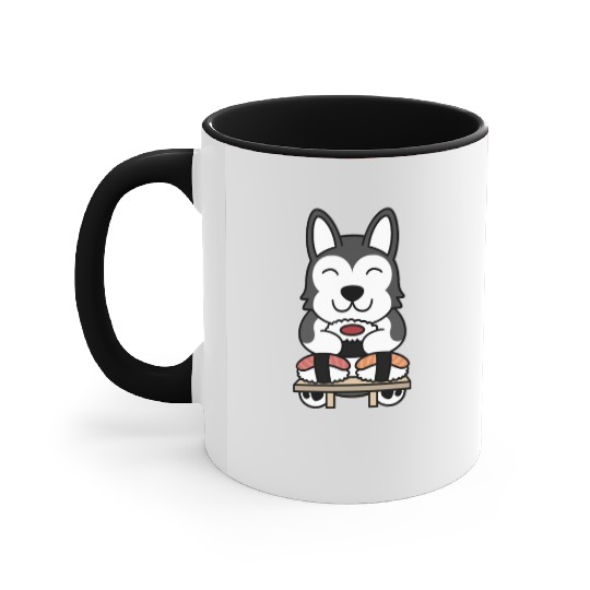 Sushi Lover Husky Accent Mugs