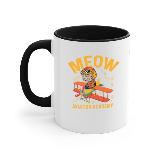 Meow Aviation Academy Co-Pilot Gift Accent Mugs