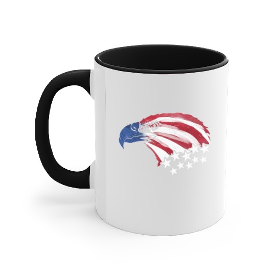 Bald Eagle US Flag Colors Patriotic 4th Of July Accent Mugs