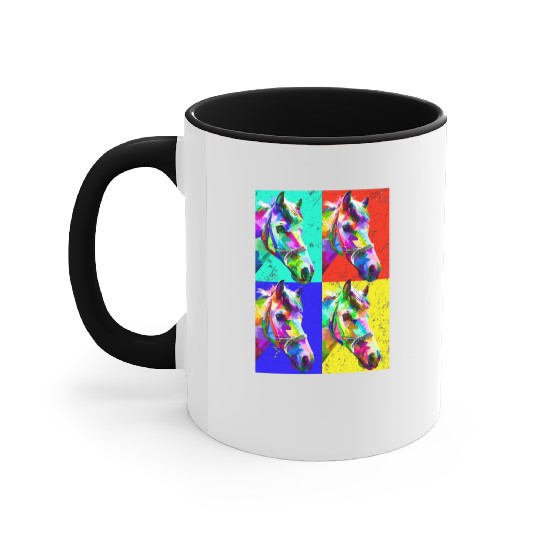 Pop Art Horse Farm Animal Lover Funny Horseback Ri Accent Mugs