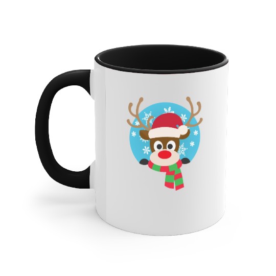 Cute Rudolph Red-Nosed Reindeer Christmas Design Accent Mugs