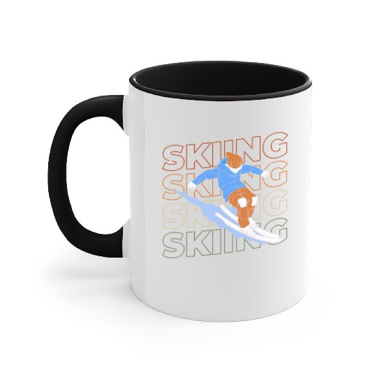 Skiing Alps Mountains Skis Accent Mugs