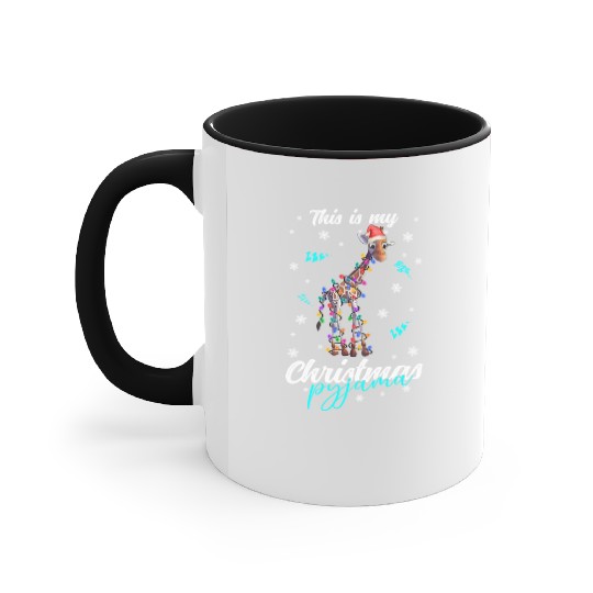 Winter Christmas Pyjama Giraffe Accent Mugs