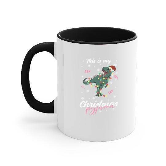 Winter Christmas Pyjama Dinosaur Trex Accent Mugs