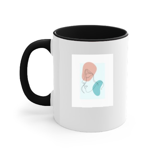 beige minimalist woman line art Accent Mugs
