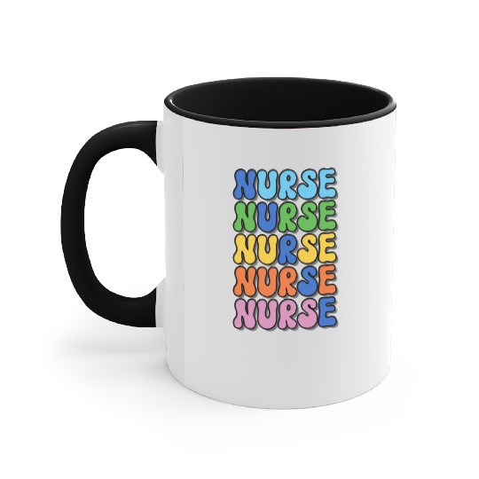 Nurse Colorful Retro Design Accent Mugs