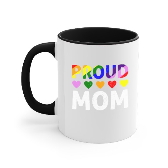 Proud Mom Gay Lesbian LGBTQ Pride Rainbow Mothers Accent Mugs