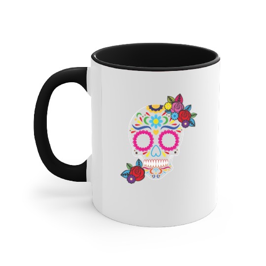 Day of The Dead Colorful Sugar Skull Accent Mugs