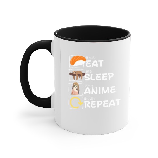 Eat Sleep Anime Repeat Accent Mugs, Anime Manga