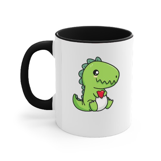 Big sister cute dino siblings boy girl heart love Accent Mugs