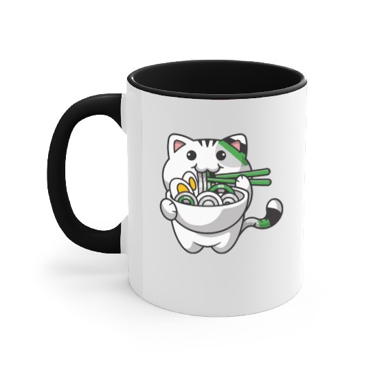 Demiromantic Pride Kawaii Cat Ramen Noodles Accent Mugs