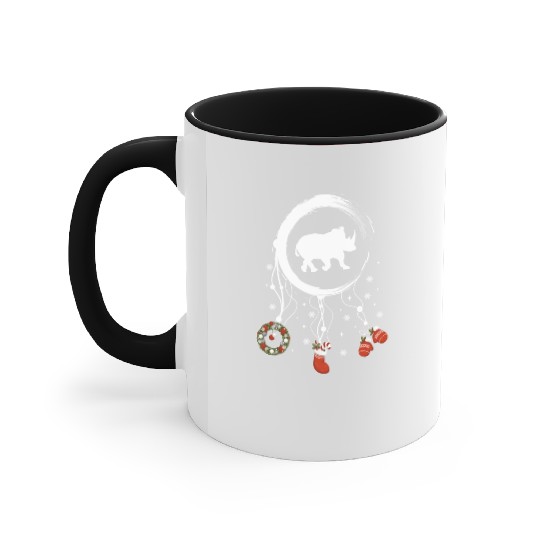 Winter dreamcatcher Christmas Rhino Accent Mugs