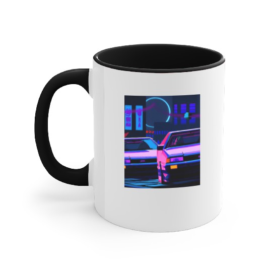 Vaporwave Car Synthwave City Accent Mugs