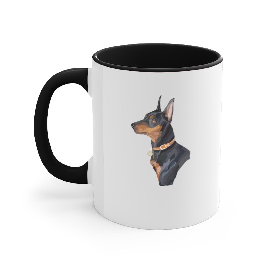 Cute Miniature Pinscher Dog Watercolor Painting Accent Mugs