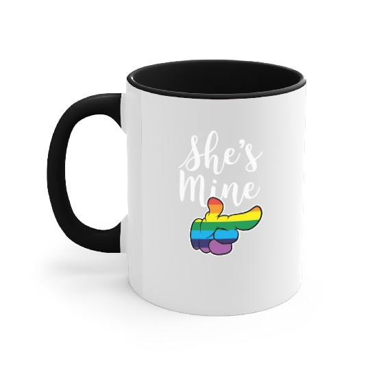 Matching Lesbian Couple She's Mine Part2 Accent Mugs