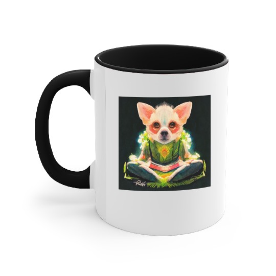 buddhist chihuahua Accent Mugs