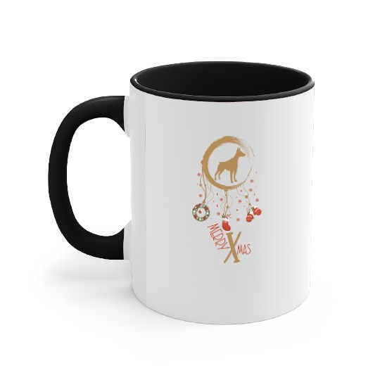 dog dreamcatcher Christmas Pinscher Accent Mugs