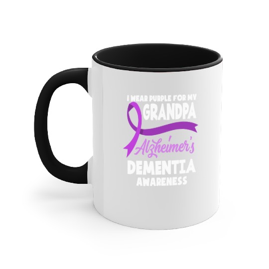 I Wear Purple For My Grandpa Alzheimer's Dementia Accent Mugs