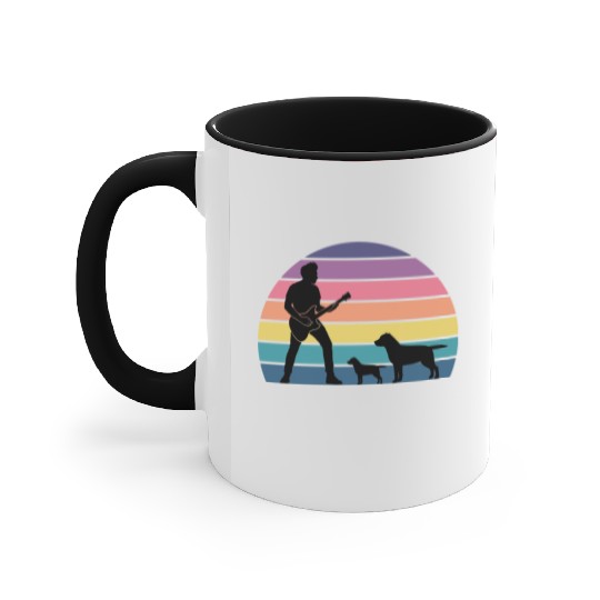 Guitar Player Pet Dog Animal Musician Bassist Accent Mugs