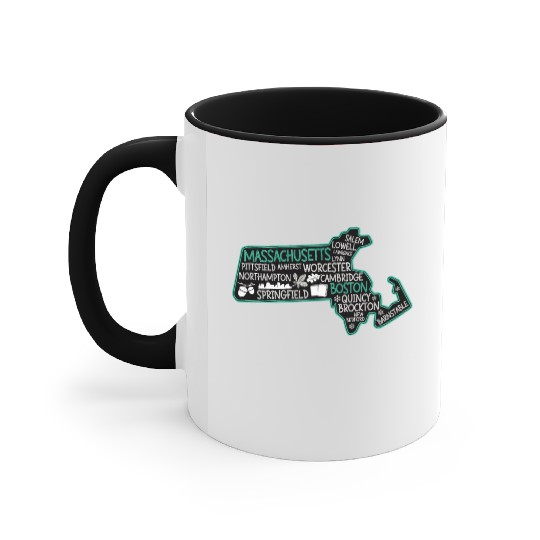 Massachusetts Boston cute map Salem Lowell Lawrenc Accent Mugs