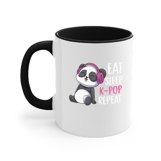 Eat Sleep K-pop Repeat Panda bear korean music Accent Mugs