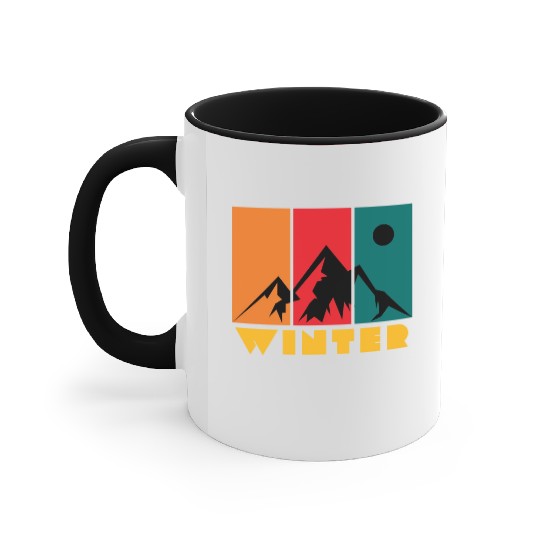 mountain in winter Accent Mugs