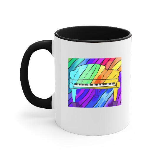 piano in front of a colorful rainbow Accent Mugs
